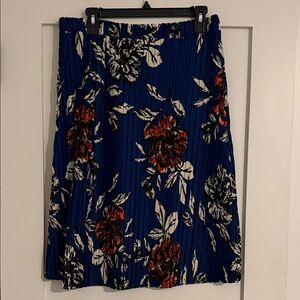 Allison Joy Vibrant Blue Floral Pleated A-Line Skirt